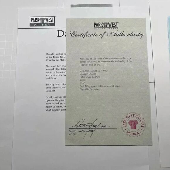 Daniele Cambier Seriolithograph In Color Notre Dame De Paris Signed COA - Picture 2 of 4